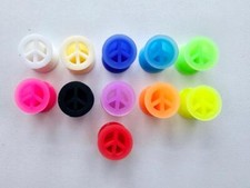 12mm various colour STRETCHER for piercings SILICONE peace symbol PLUG - FREEPOS