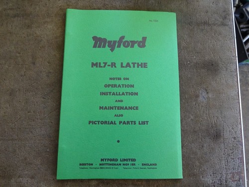 Myford ml7r lathe manual - lathe,