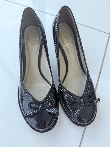 Clarks black patent - black, leather