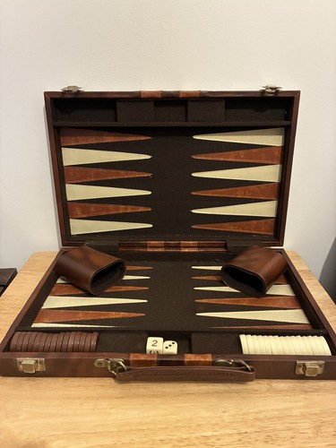 Vintage backgammon set brown - vintage,