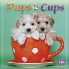 Adorable Pups in Cups Calendar 12x12 Cozy Dog Images for Home Office Decor