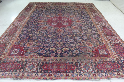 Handmade wool rug navy - handmade,