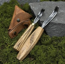 Hand Forged 52100 Carbon Steel Hook Knives | Spoon Cup Bowl Carving Tools 2-Pack