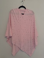 Frank Usher Baby Pink Pearl Asymmetrical Poncho Cardigan One Size