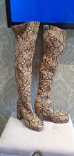Ladies River Iskand snake print thigh length boots size 5 brand new