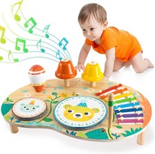 Fullware Kids Drum Kit for 1 2 3 4 Year Old Musical Instruments Wooden Montesso