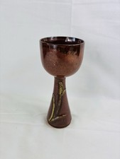 Portland Pottery Wheat Design Wine Goblt, Brown & Gold 120ml