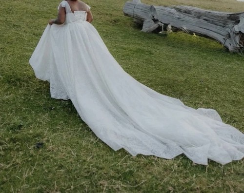 White lace tulle a line - white,
