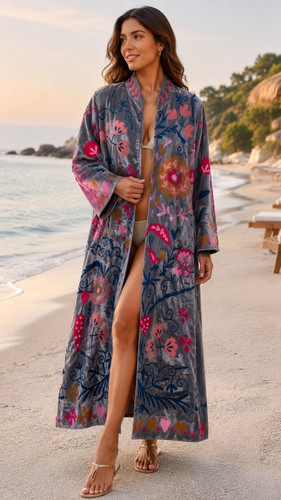 Woman velvet suzani coat - woman's,
