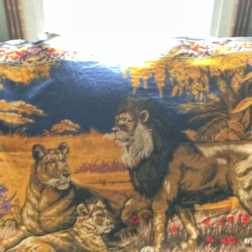 70s lion lioness cubs tapestry - lioness,