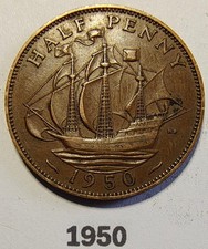 1950 King George VI Half Penny