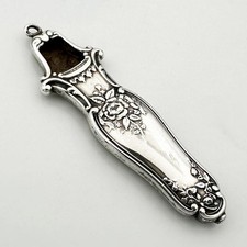 ANTIQUE AMERICAN CHATELAINE NEEDLE CASE PENDANT STERLING SILVER 19TH CENTURY