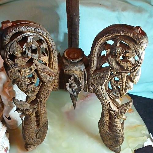Vintage carved wood - carved, folding
