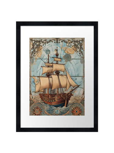 Vintage ship framed - vintage,