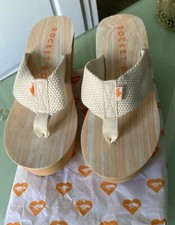 Rocket Dog Diver Cream Slip On Wedge Flip Flops UK  Sizes 7 EU 40 BRAND NEW