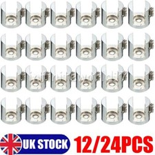12-24Pcs Glass Shelf Support Clamp Brackets Clip Polished Chrome Shelves 4mm-8mm
