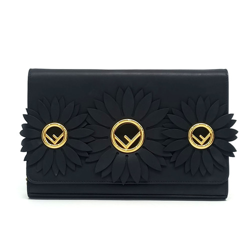 Fendi black leather can eye - fendi, f