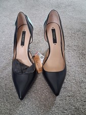??Zara Black And Mint Green Leather  Pointed Toe Shoes Size 3 BNWT??