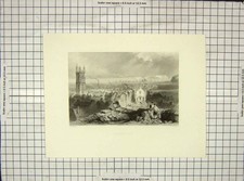 Original Old Antique Print