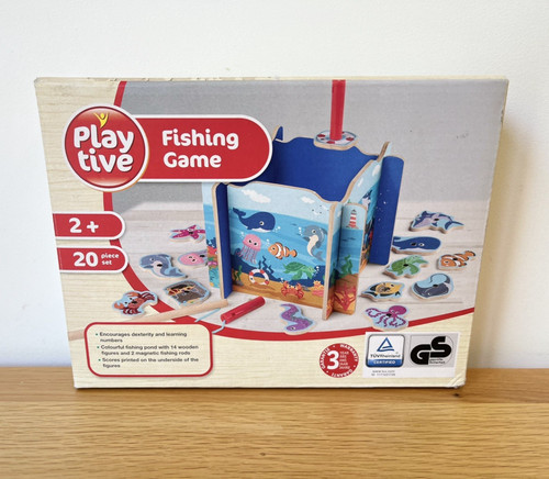 Wooden magnetic fishing toy - wooden,