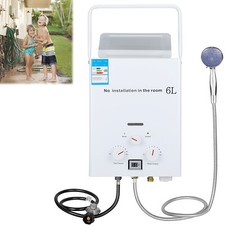 6L LPG Hot Water Heater Propane Gas Tankless Instant Boiler Shower Kit Portable