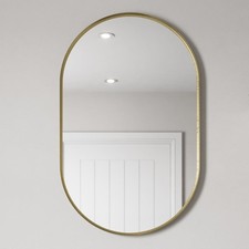 500 x 800mm Brushed Brass Wall Mounted Oval Design Framed Mirror Modern Bathroom