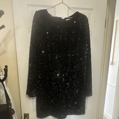Black sequin shift dress - black,