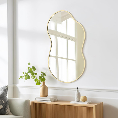 Gold asymmetrical wall mirror - gold,