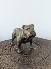 Antique Large Collectable Heavy Brass English Bulldog Dog