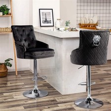 Valentino Velvet Bar Stool Studded Stool with Backrest Luxury Breakfast Barstool