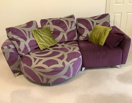 Purple beige abstract print - purple, &