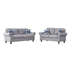 2, 3 Seater Linen Fabric Sofa Settee Couch Armchair with 2 Pillows Living Room
