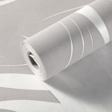 Coffe Gold 3D Damask Wave Striped Wallpaper Roll Wall Paper Grey/Purple/White 5㎡