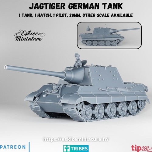 28mm unpainted ww2 jagdtiger - unpainted,