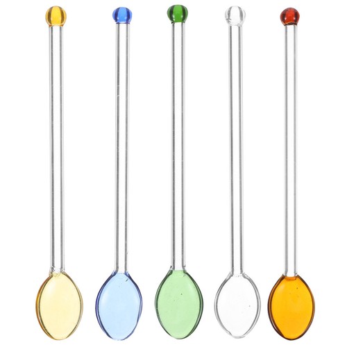 5pcs glass spoon reusable - 5pcs, spoon: