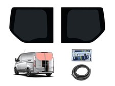 Rear Twin Barn Door Dark Tint Glass Windows Fitting Kit for Ford Transit Custom
