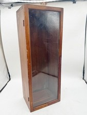 VINTAGE WOODEN DISPLAY CASE WITH GLASS LID RECTANGULAR KEEPSAKE STORAGE BOX