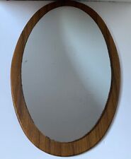 VINTAGE TEAK OVAL MIRROR MID CENTURY RETRO ASYMMETRICAL DANISH STYLE 1960’S