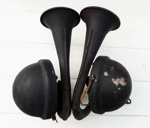 Pair vintage soviet car horns - car,