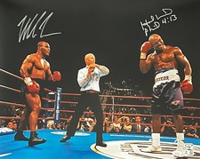 Mike Tyson & Evander Holyfield Signed  16x20 Photo JSA & Beckett Bite Fight