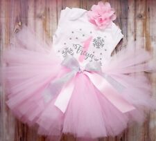First 1st Birthday Winter Wonderland Outfit Party Dress Cake Smash Fluffy Tutu 