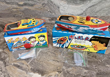 ZC413:   2  VINTAGE TIN PLATE TOY BOATS - Made in Japan