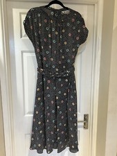 Vintage Horrockses Black Multicoloured Spot 1950's Style Tea Dress Size 12
