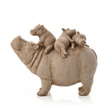 Hippo Hippopotamus Statue Ornament Figurine Sandstone Effect Garden Home