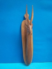 VINTAGE 1960/70s CARVED WOOD ANTELOPE HEAD WALL MOUNTED 8"