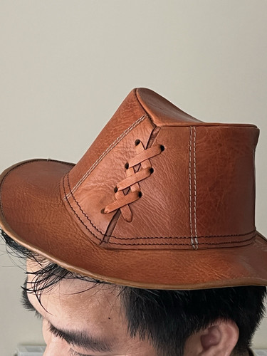 Men brown leather fedora - brown,