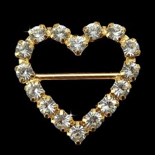 Rhinestone Buckles Crystal Heart Gold Silver Ribbon Sliders Wedding Diamante