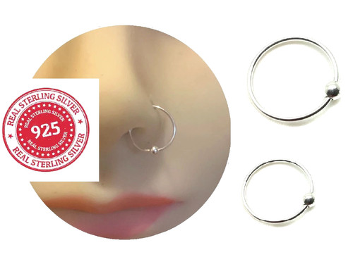Thin sterling silver nose ring - nose,