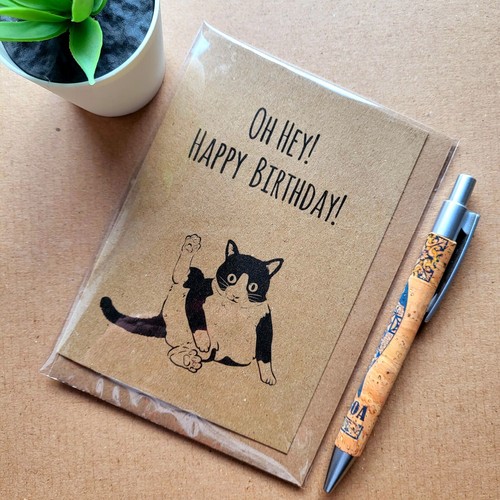 Funny cat birthday card cute - cat,