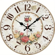French Inspired Parisian Roses - 30cm Wall Clock, Silent, Beautiful Design